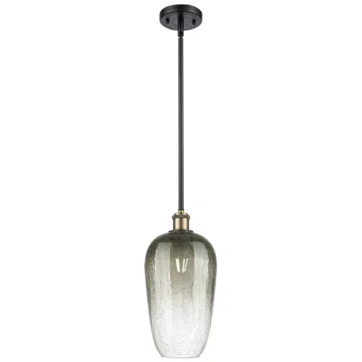 Innovations Lighting Ballston Brookhaven Flute 7"w Black Brass Stem Pendant W/ Slate Shade