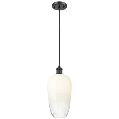 Innovations Lighting Ballston Brookhaven Flute 7"w Black Cord Mini Pendant W/ Opal Shade