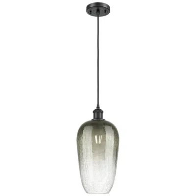 Innovations Lighting Ballston Brookhaven Flute 7"w Black Cord Mini Pendant W/ Slate Shade
