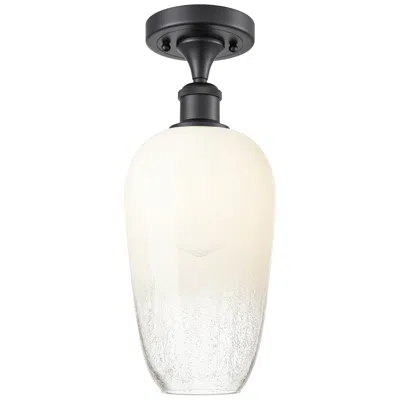 Innovations Lighting Ballston Brookhaven Flute 7"w Black Semi.flush Mount W/ Opal Shade