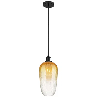 Innovations Lighting Ballston Brookhaven Flute 7"w Black Stem Mini Pendant W/ Amber Shade