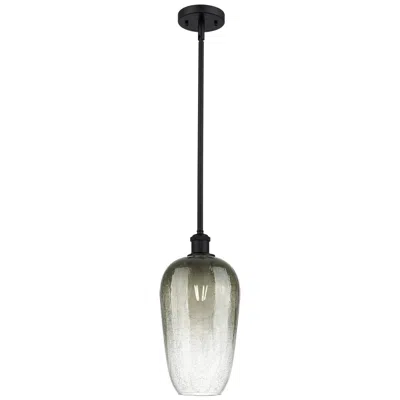 Innovations Lighting Ballston Brookhaven Flute 7"w Black Stem Mini Pendant W/ Slate Shade