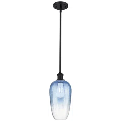 Innovations Lighting Ballston Brookhaven Flute 7"w Black Stem Pendant W/ Sapphire Shade