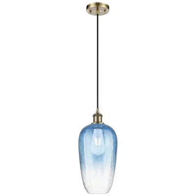 Innovations Lighting Ballston Brookhaven Flute 7"w Brass Cord Pendant W/ Sapphire Shade In Gold