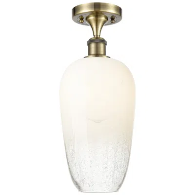 Innovations Lighting Ballston Brookhaven Flute 7"w Brass Semi.flush Mount With Opal Shade In White