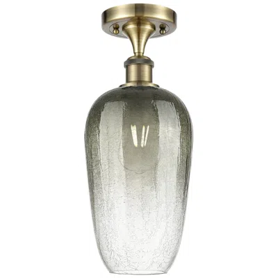 Innovations Lighting Ballston Brookhaven Flute 7"w Brass Semi.flush Mount With Slate Shade In Gold