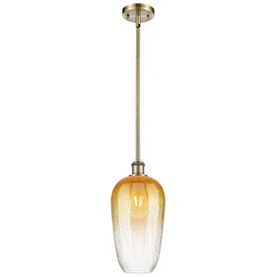 Innovations Lighting Ballston Brookhaven Flute 7"w Brass Stem Mini Pendant W/ Amber Shade