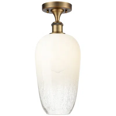 Innovations Lighting Ballston Brookhaven Flute 7"w Brushed Brass Semi-flush W/ Opal Shade