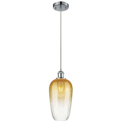 Innovations Lighting Ballston Brookhaven Flute 7"w Chrome Cord Mini Pendant W/ Amber Shade