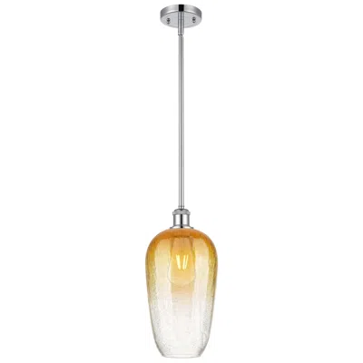 Innovations Lighting Ballston Brookhaven Flute 7"w Chrome Stem Mini Pendant W/ Amber Shade