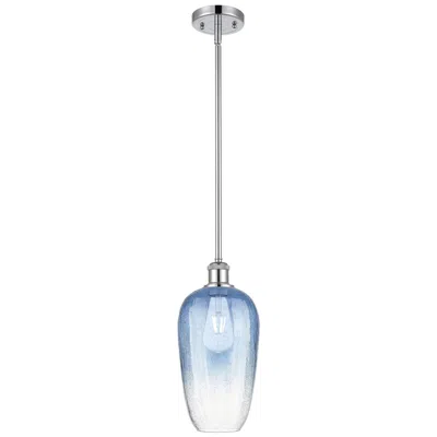 Innovations Lighting Ballston Brookhaven Flute 7"w Chrome Stem Pendant W/ Sapphire Shade In Blue