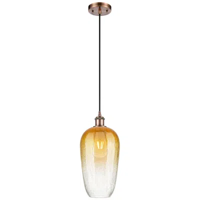Innovations Lighting Ballston Brookhaven Flute 7"w Copper Cord Mini Pendant W/ Amber Shade