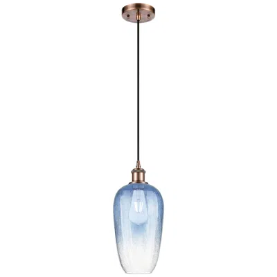 Innovations Lighting Ballston Brookhaven Flute 7"w Copper Cord Pendant W/ Sapphire Shade