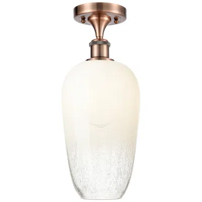 Innovations Lighting Ballston Brookhaven Flute 7"w Copper Semi.flush Mount With Opal Shade