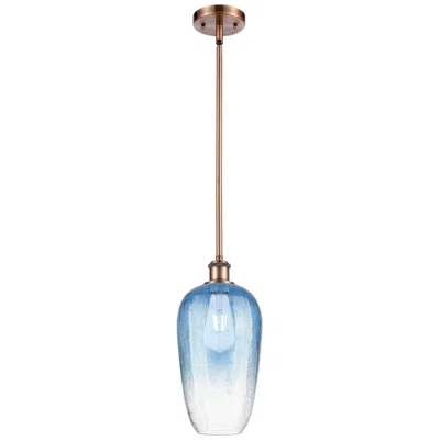 Innovations Lighting Ballston Brookhaven Flute 7"w Copper Stem Pendant W/ Sapphire Shade In Gold