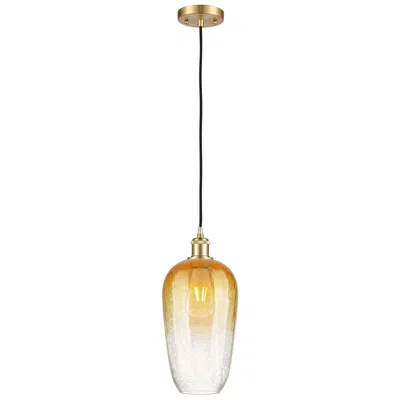 Innovations Lighting Ballston Brookhaven Flute 7"w Gold Cord Mini Pendant W/ Amber Shade