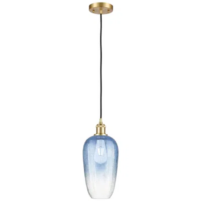 Innovations Lighting Ballston Brookhaven Flute 7"w Gold Cord Mini Pendant W/ Sapphire Shade