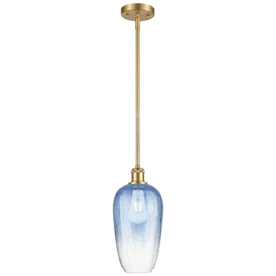 Innovations Lighting Ballston Brookhaven Flute 7"w Gold Stem Mini Pendant W/ Sapphire Shade