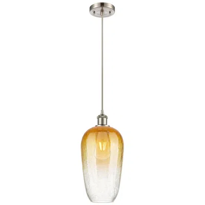 Innovations Lighting Ballston Brookhaven Flute 7"w Nickel Cord Pendant W/ Amber Shade