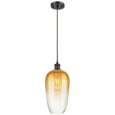 Innovations Lighting Ballston Brookhaven Flute 7"w Oiled Bronze Cord Pendant W/ Amber Shade