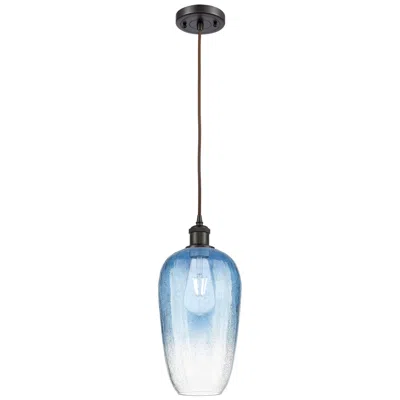 Innovations Lighting Ballston Brookhaven Flute 7"w Oiled Bronze Cord Pendant W/ Sapphire Shade