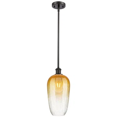 Innovations Lighting Ballston Brookhaven Flute 7"w Oiled Bronze Stem Pendant W/ Amber Shade