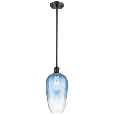 Innovations Lighting Ballston Brookhaven Flute 7"w Oiled Bronze Stem Pendant W/ Sapphire Shade