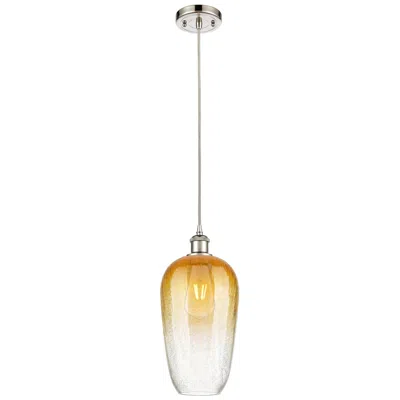 Innovations Lighting Ballston Brookhaven Flute 7"w Polished Nickel Cord Pendant W/ Amber Shade