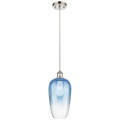 Innovations Lighting Ballston Brookhaven Flute 7"w Polished Nickel Cord Pendant W/ Blue Sha