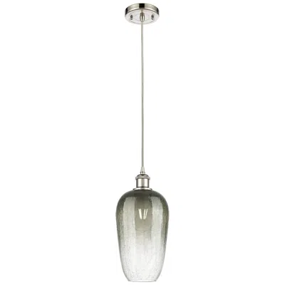 Innovations Lighting Ballston Brookhaven Flute 7"w Polished Nickel Cord Pendant W/ Slate Shade