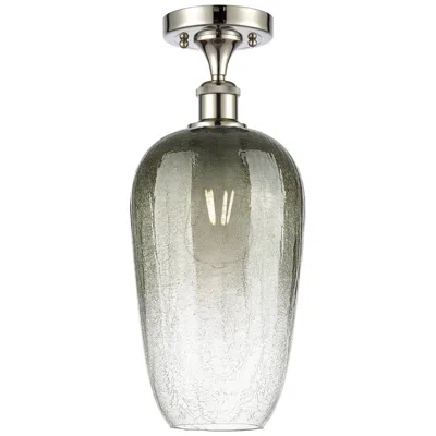 Innovations Lighting Ballston Brookhaven Flute 7"w Polished Nickel Semi-flush W/ Slate Shade