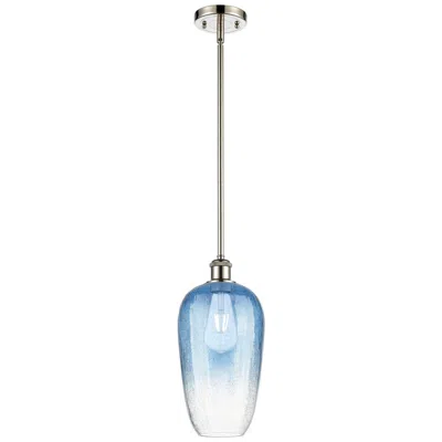 Innovations Lighting Ballston Brookhaven Flute 7"w Polished Nickel Stem Pendant W/ Blue Shade In White