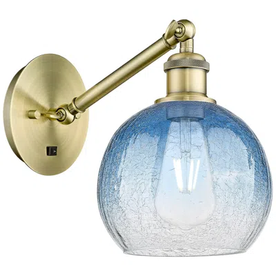Innovations Lighting Ballston Brookhaven Globe 10"h Brass Swivel Sconce With Sapphire Shade