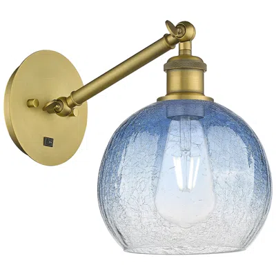 Innovations Lighting Ballston Brookhaven Globe 10"h Brush Brass Swivel Sconce W/ Sapphire Shade