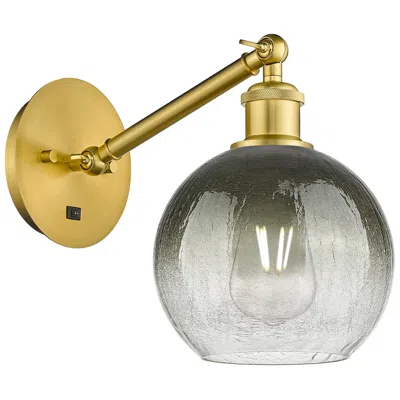 Innovations Lighting Ballston Brookhaven Globe 10"h Satin Gold Swivel Sconce W/ Slate Shade
