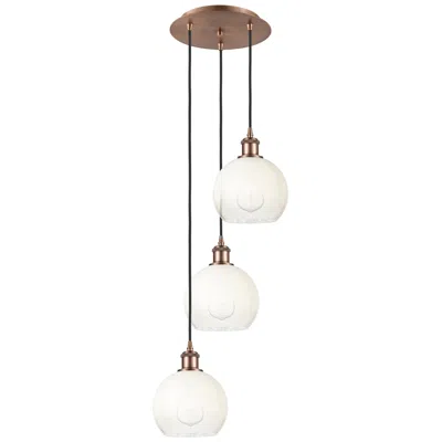 Innovations Lighting Ballston Brookhaven Globe 14"w 3-lt Copper Cord Pendant W/ Opal Shade In Black