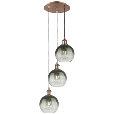 Innovations Lighting Ballston Brookhaven Globe 14"w 3-lt Copper Cord Pendant W/ Slate Shade