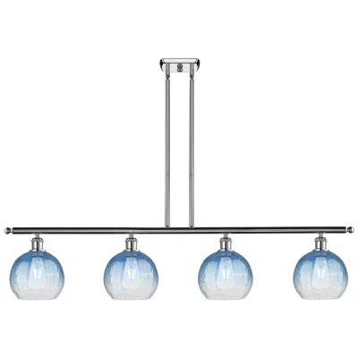 Innovations Lighting Ballston Brookhaven Globe 48"w 4-lt Chrome Stem Island Light W/ Blue Shade