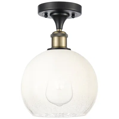 Innovations Lighting Ballston Brookhaven Globe 8"w Black Brass Semi-flush W/ Opal Shade