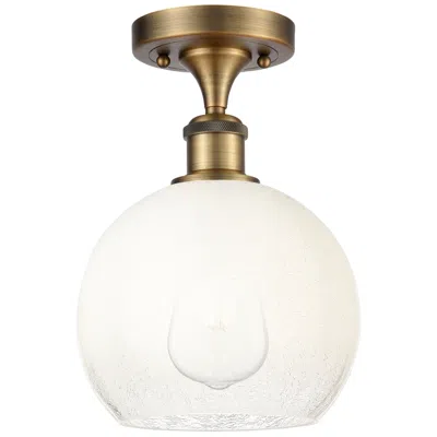 Innovations Lighting Ballston Brookhaven Globe 8"w Brushed Brass Semi-flush W/ Opal Shade