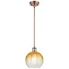 Innovations Lighting Ballston Brookhaven Globe 8"w Copper Stem Mini Pendant W/ Amber Shade In Gold
