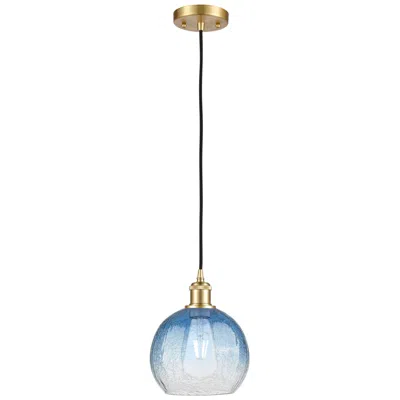 Innovations Lighting Ballston Brookhaven Globe 8"w Gold Cord Mini Pendant W/ Sapphire Shade In Blue