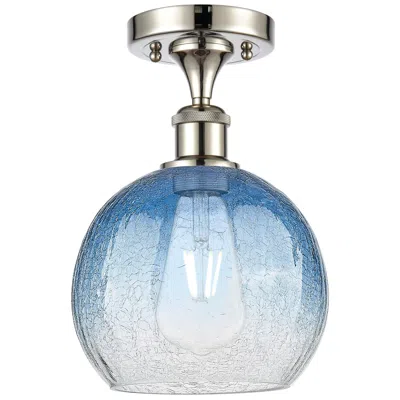 Innovations Lighting Ballston Brookhaven Globe 8"w Polished Nickel Semi-flush W/ Sapphire Shade