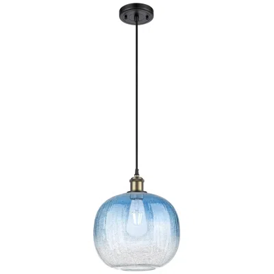 Innovations Lighting Ballston Brookhaven Sphere 11"w Black Brass Cord Pendant W/ Sapphire Shade