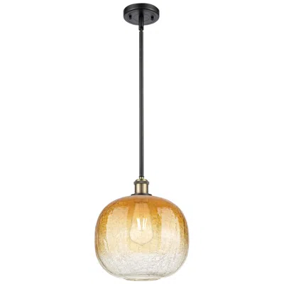 Innovations Lighting Ballston Brookhaven Sphere 11"w Black Brass Stem Pendant W/ Amber Shad In Silver