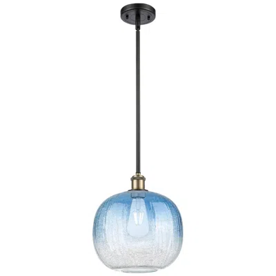 Innovations Lighting Ballston Brookhaven Sphere 11"w Black Brass Stem Pendant W/ Sapphire Shade