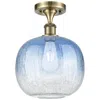 Innovations Lighting Ballston Brookhaven Sphere 11"w Brass Semi-flush W/ Sapphire Shade In Blue