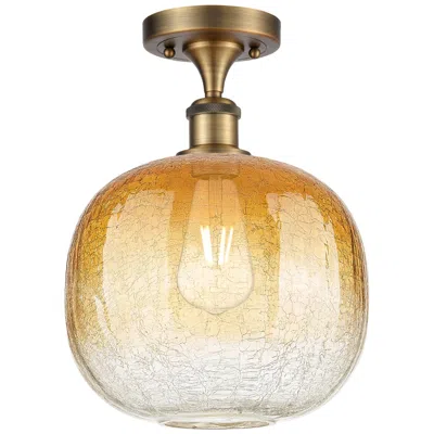 Innovations Lighting Ballston Brookhaven Sphere 11"w Brushed Brass Semi-flush W/ Amber Shade
