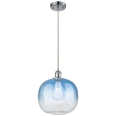 Innovations Lighting Ballston Brookhaven Sphere 11"w Chrome Cord Pendant W/ Sapphire Shade In Blue