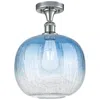 Innovations Lighting Ballston Brookhaven Sphere 11"w Chrome Semi-flush W/ Sapphire Shade In Blue